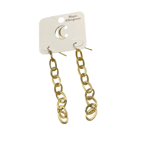 Charming Charlie Hypoallergenic Gold-Tone Chain Link Drop Earrings MSRP 16 - Picture 2 of 5